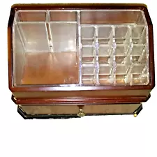 Vintage Bombay Company Wooden Jewelry Box and Cosmetic Organizer Tray