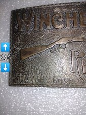 Winchester Repeating Arms Belt Buckle New Haven CONN Solid Brass Hong Kong Vtg