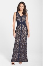 Tadashi Shoji Lace & Jersey Gown (size 8P)