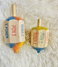 2 wood  Pirinola Toma Todo Mexican Traditional Big  size