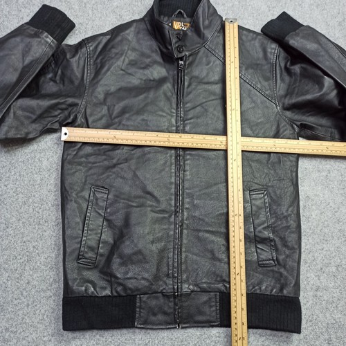 Volcom Męska 100% Prawdziwa skóra Kurtka bomberka Rozmiar S Czarna Mock Neck Small - Zdjęcie 11 z 14