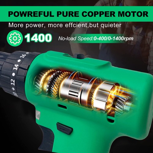 Tegatok Drill Set 20v Cordless Drill Driver 2 w/ Battery 2.0ah,Fast Charger - Picture 16 of 17