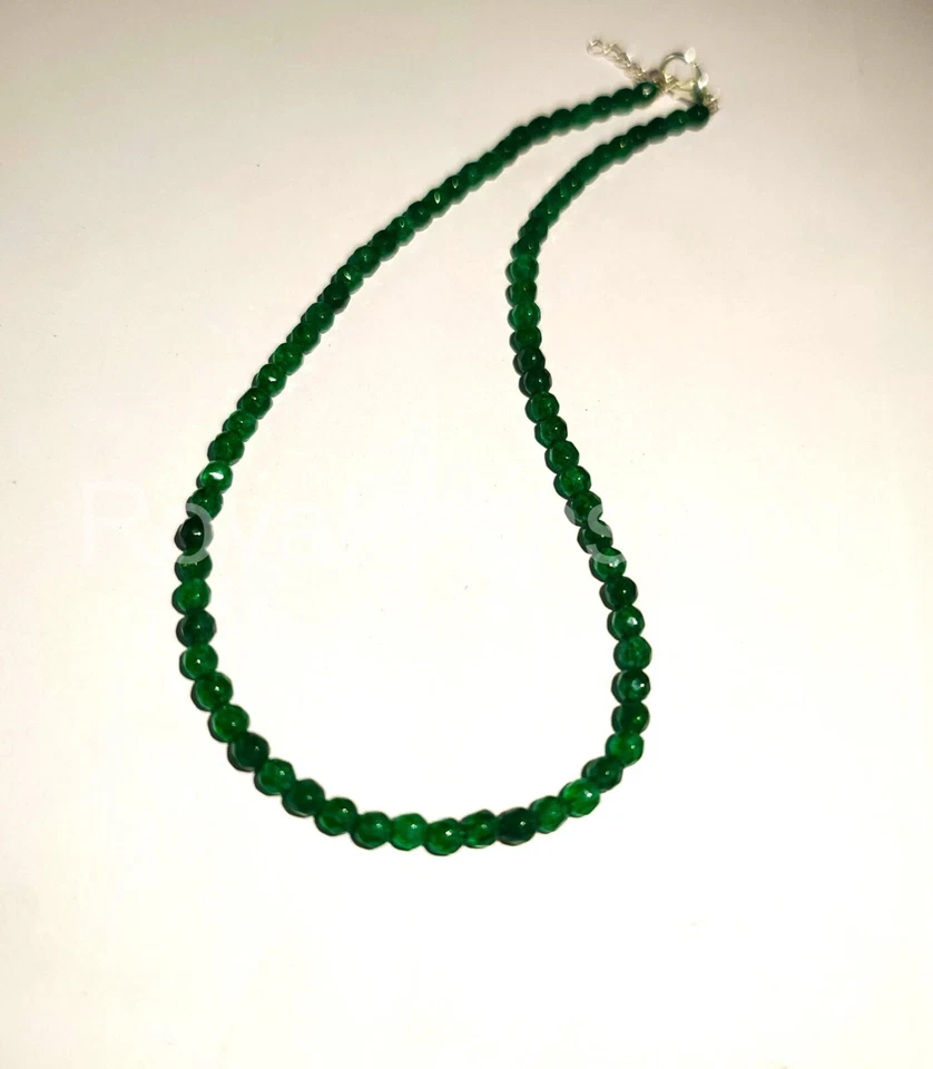Collar Hecho a Mano Rondelle Esmeralda Cuentas Facetadas Lisas Ónix Verde Rondelle Foto 4 de 4