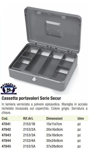CASSETTA SICUREZZA PORTAVALORI PORTAMONETE PORTA BANCONOTE VARI FORMATI - Bild 6 von 8