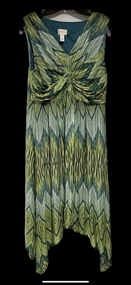 chicos green dress Slim Pleated Maxi Dress main image 1