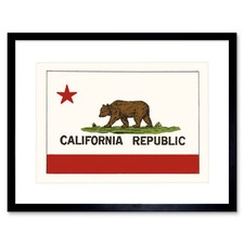 Ad California State Flag Bear Republic Recovered Framed Art Print 12x16 Inch