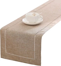 Tosewever Decorative Linen Table Runner Farmhouse Style Tabletop Collection 14 X