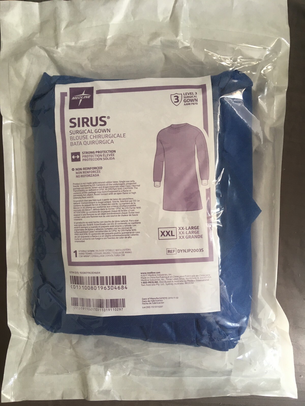 MEDLINE SIRUS SURGICAL GOWN Level 3 eBay