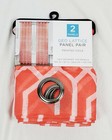 Coral Geometric Lattice Printed Voile Sheer Panel Pair - 104"x63" 104"x84"      