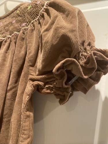 Silly Goose Kleinkind Mädchen Größe 3T braun handgesmokt Cord Geburtstag Kleid - Bild 5 von 5