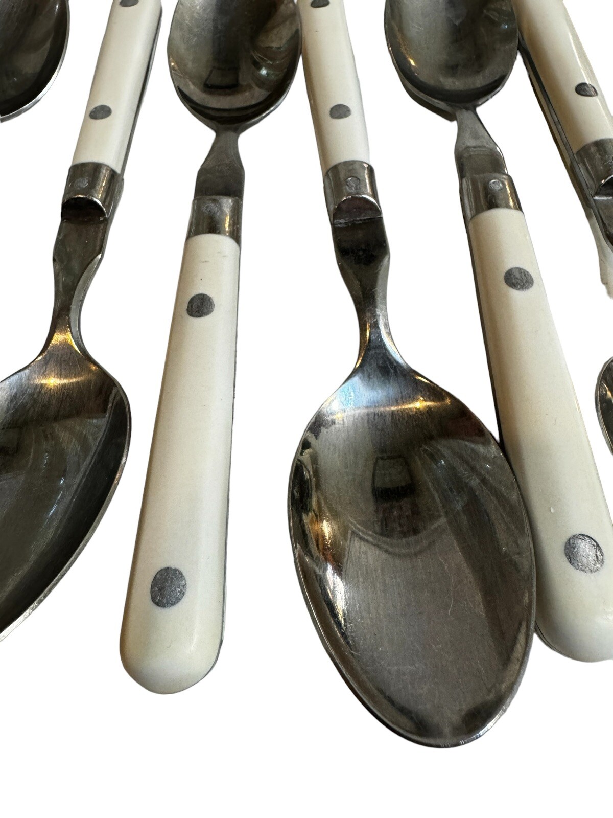 Vintage WF Washington Forge MARDI GRAS White Handle Stainless Flatware 28 Pieces