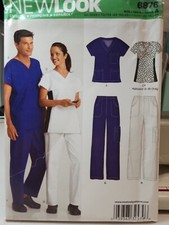 New Look 6876 Misses' Men's NURSING SCRUBS Tops Pants Sz XS-XL UNCUT FF