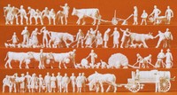 Preiser 16354 Auf Dem Lande 50 Unbemalte Miniaturfiguren Und ZubehöR Ho Neu