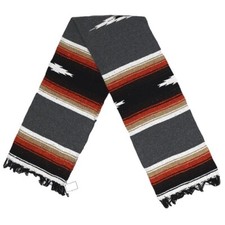 Mexican Yoga Blanket Charcoal Diamond Stripes Native Serape Boho Falsa Grey XL