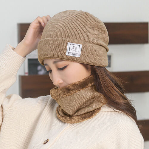 1 Set Damen Winter Beanie Mütze Strickschal Set Bommel Thermo Warm Schnee Ski Mütze - Bild 16 von 18