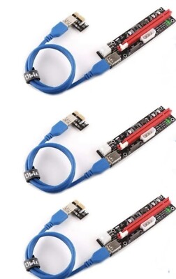 Ubit 3 Pack Latest PCI E GPU Riser Express Cable 16X to 1X 6Pin MOLEX SATA