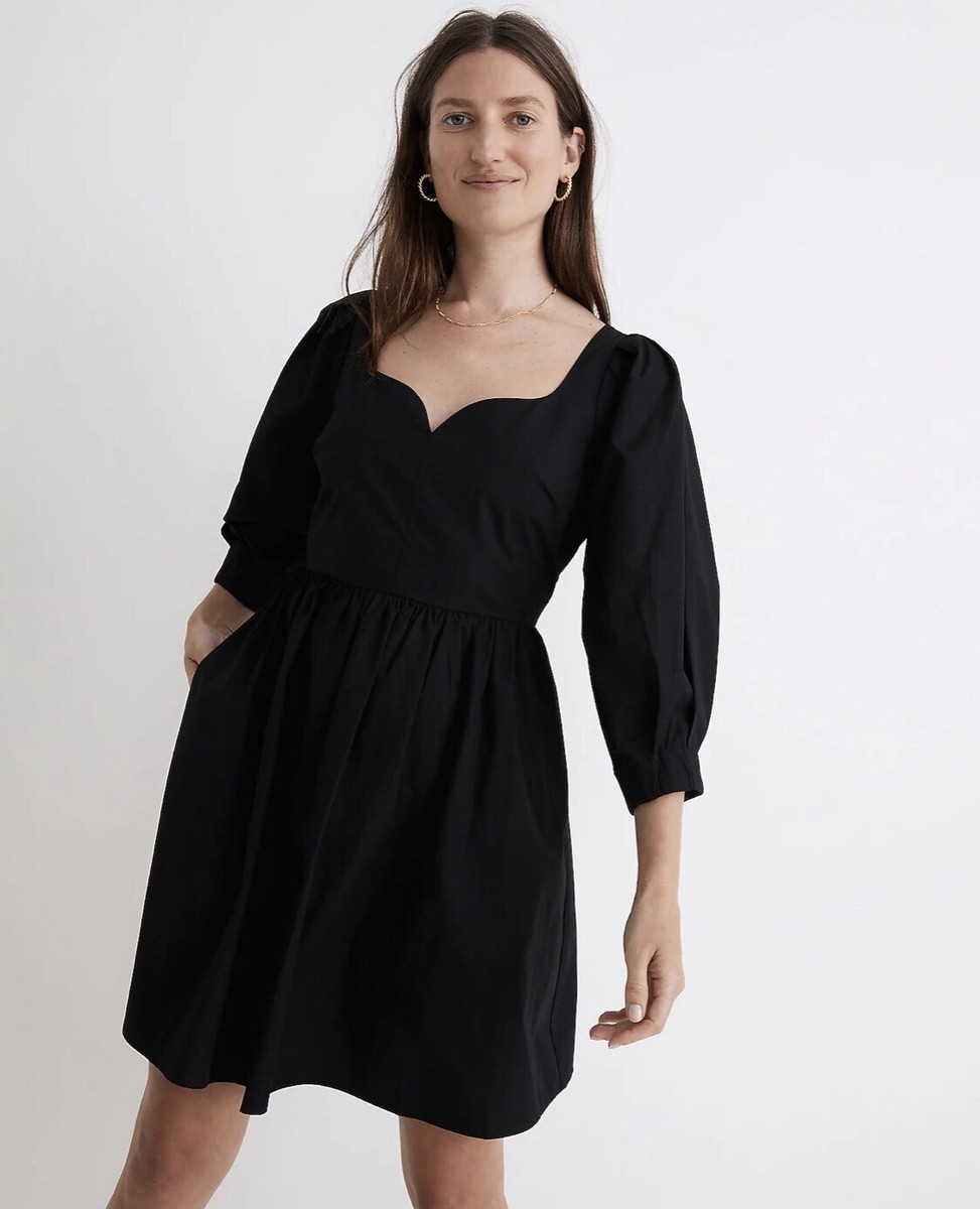 knee length dresses for ladies Puff Sleeve Pink Poplin Mini Dress S main image 0