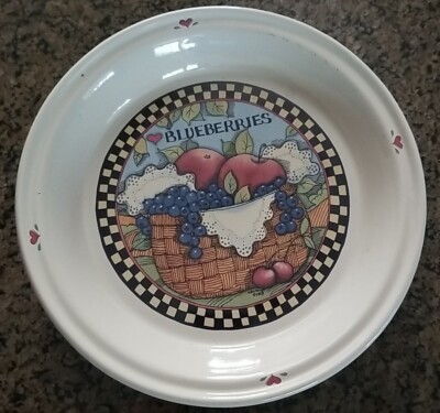 VTG Susan Winget  11''Blueberry Pie Plate Farmhouse Cert Int Corp Stoneware1993
