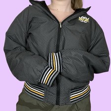 Y2k Vintage Black & Grey Hooded Zip Up Puffer Jacket. Everlast. Size L.