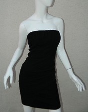 Zara Dress Strapless Black Chiffon Draped Overlay Bodycon Size Large
