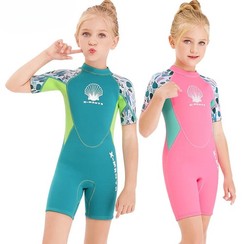 New Jellyfish Neoprene Children Diving Swimwear Girls Short Surfing Swimsuit Wet - Picture 2 of 14