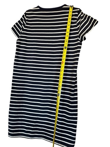 J Crew Factory LARGE Navy White Tee Shirt Dress Midi Short Sleeve LARGE Beachy - Picture 5 of 13