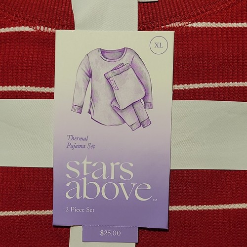 Stars Above Red Striped Thermal Pajama Set Size X-Large NWT - Picture 3 of 6