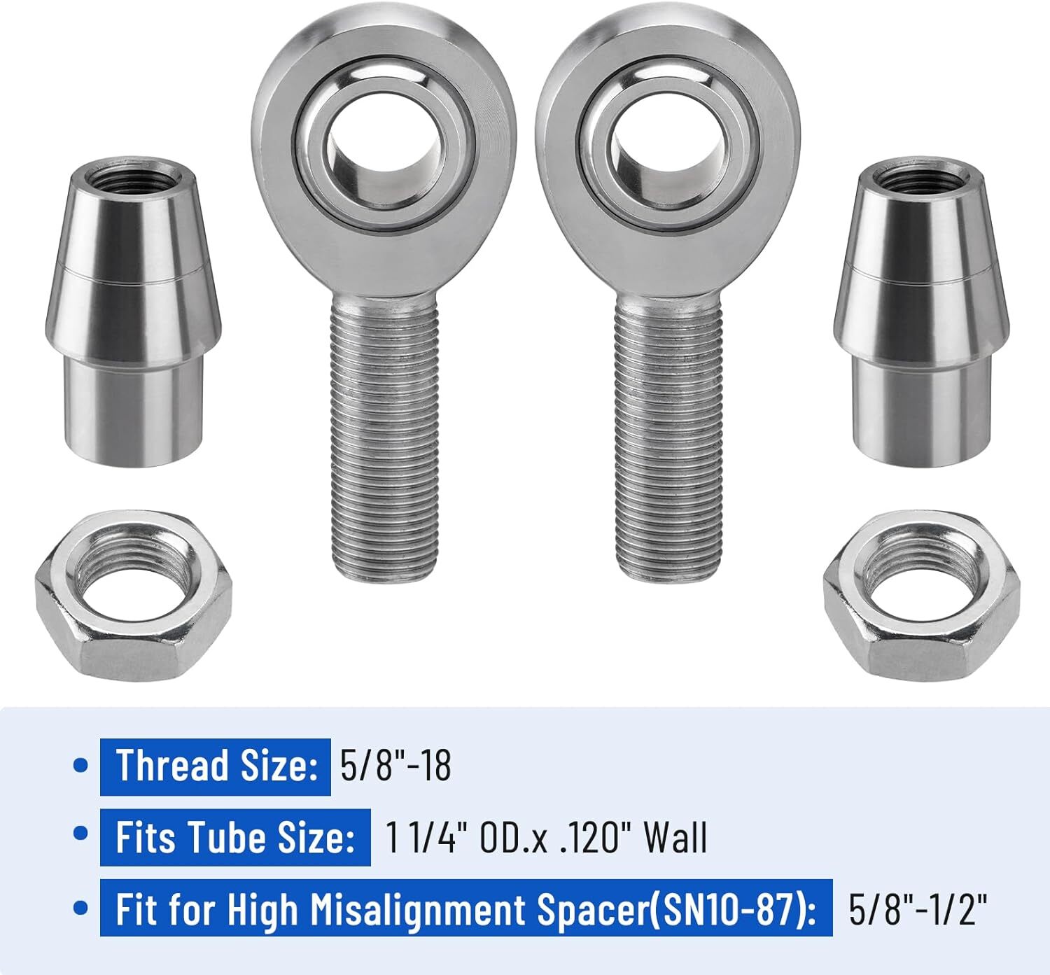 5/8'' Heim Joints Rod End Suspension Kit, 750'' Chromoly Left +Right Hand Thread