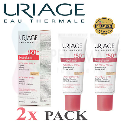 2 X Uriage Roseliane CC Cream REDNESS - PRONE SKIN LIGHT TINTED SPF50 2X40ml