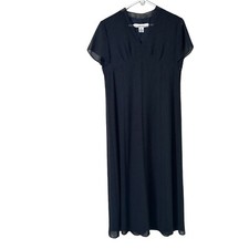 David Warren New York Dress Size Petite 12 12P Navy Polka Dot Lined Sheer Maxi