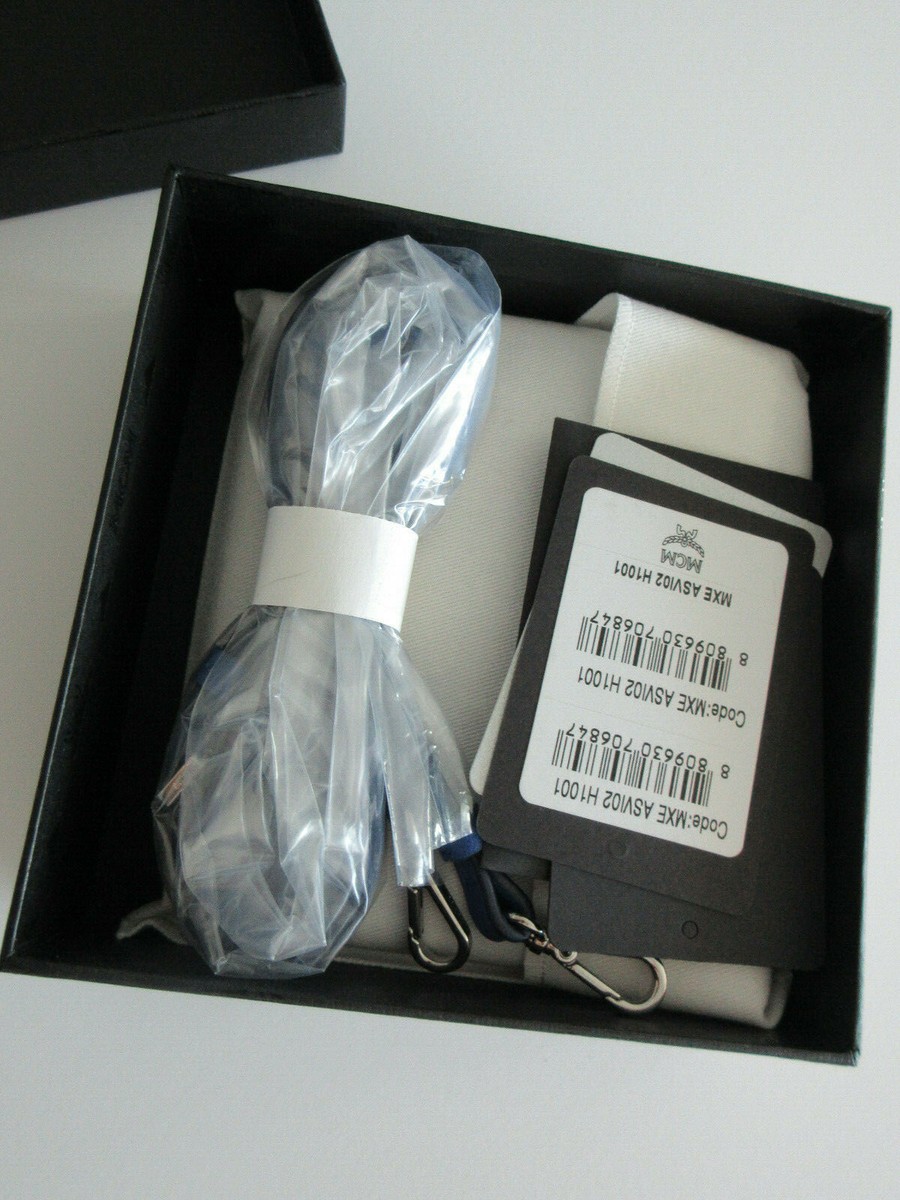 New MCM Blue Visetos Coated Canvas Wallet on Chain Mini Crossbody