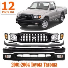 Front Bumper Kit Primed Grille Headlights For 2001-2004 Toyota Tacoma 2wd