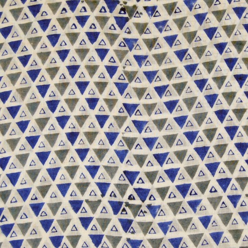 Indian 10 Yard Block Triangle Indigo Print Cotton Fabric Woman Cloth Making - Picture 3 of 5