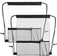2 Pack Clear Drawstring Backpack – Stadium Approved Transparent PVC Bag (Black)