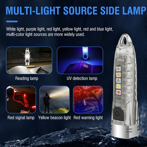 2X Mini Taschen LED Taschenlampe Schlüsselanhänger Taschenlampe USB Wiederaufladbar Licht Lampe Camping - Bild 14 von 23
