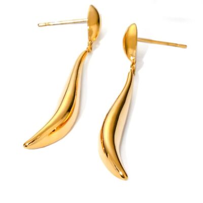 Line Water Drop Asymmetry Stud Earrings Stainless Steel Fashion Waterproof