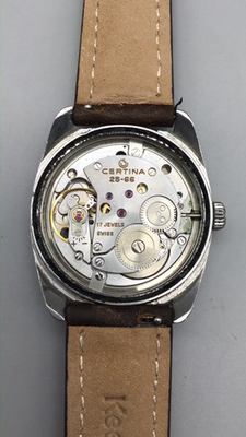 Vintage Certina Waterking 215 Mens Watch 32mm Blue Dial Leather
