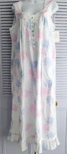 Eileen West White Floral Sleeveless 100 Cotton Lawn Ballet Nightgown Gown M