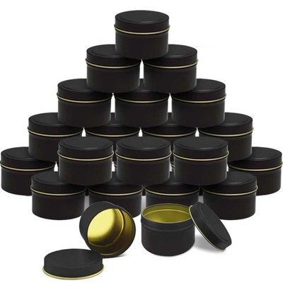 Black Candle Tins 24 Pack 5oz Bulk Candle Jars with Lids for DIY Candle Making