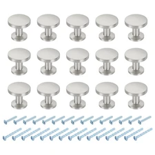 15Pcs Round Cabinet Knobs,  1.2" x 1.1" Cabinet Handles, Silver