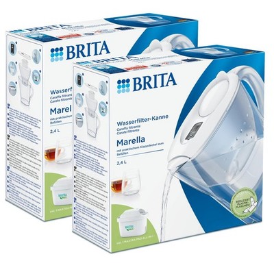 Brita Wasserfilter-Kanne Marella weiß 2,4L inkl.1 MX Pro Kartusche (2er Pack)