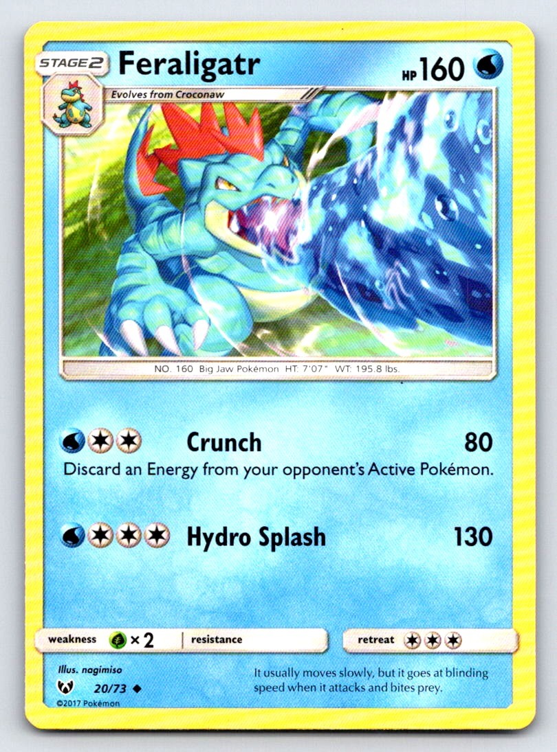 Feraligatr 20/73 Uncommon Shining Legends Pokemon Lightly Played