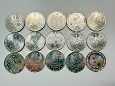 Lot Of 15 • German Silver 5 Deutsche Mark SILVER Coins • 1968-1975 (3.38 toz)