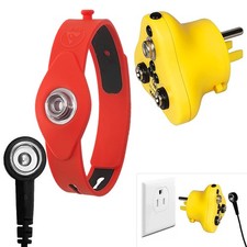 2 in 1, Anti-Allergic ESD Wrist Straps (Red) & Grounding Plug, Easy to Ground...