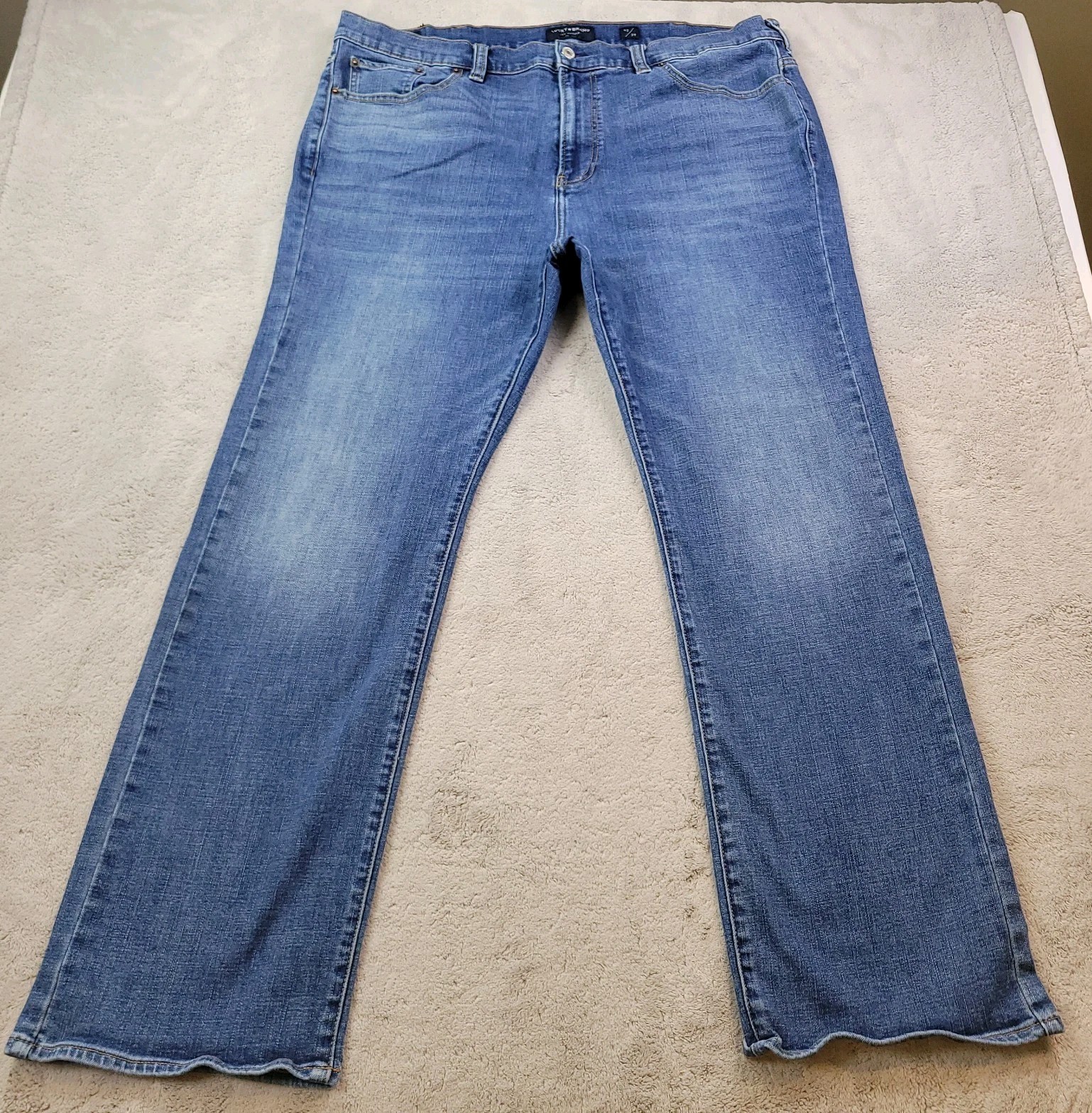 Mens 42x34 Blue Dark Wash 181 Relaxed Straight Stretch Denim