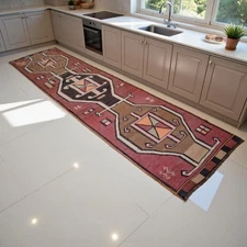 Vintage Turkish Rug Runner Handmade Halway Kitchen Decor Kilim Rug 3x13 aprox