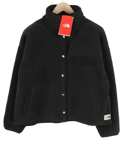 THE NORTH FACE Cragmont Fleece Women Jacket L Black Snap Buttons Fluffy Sherpa