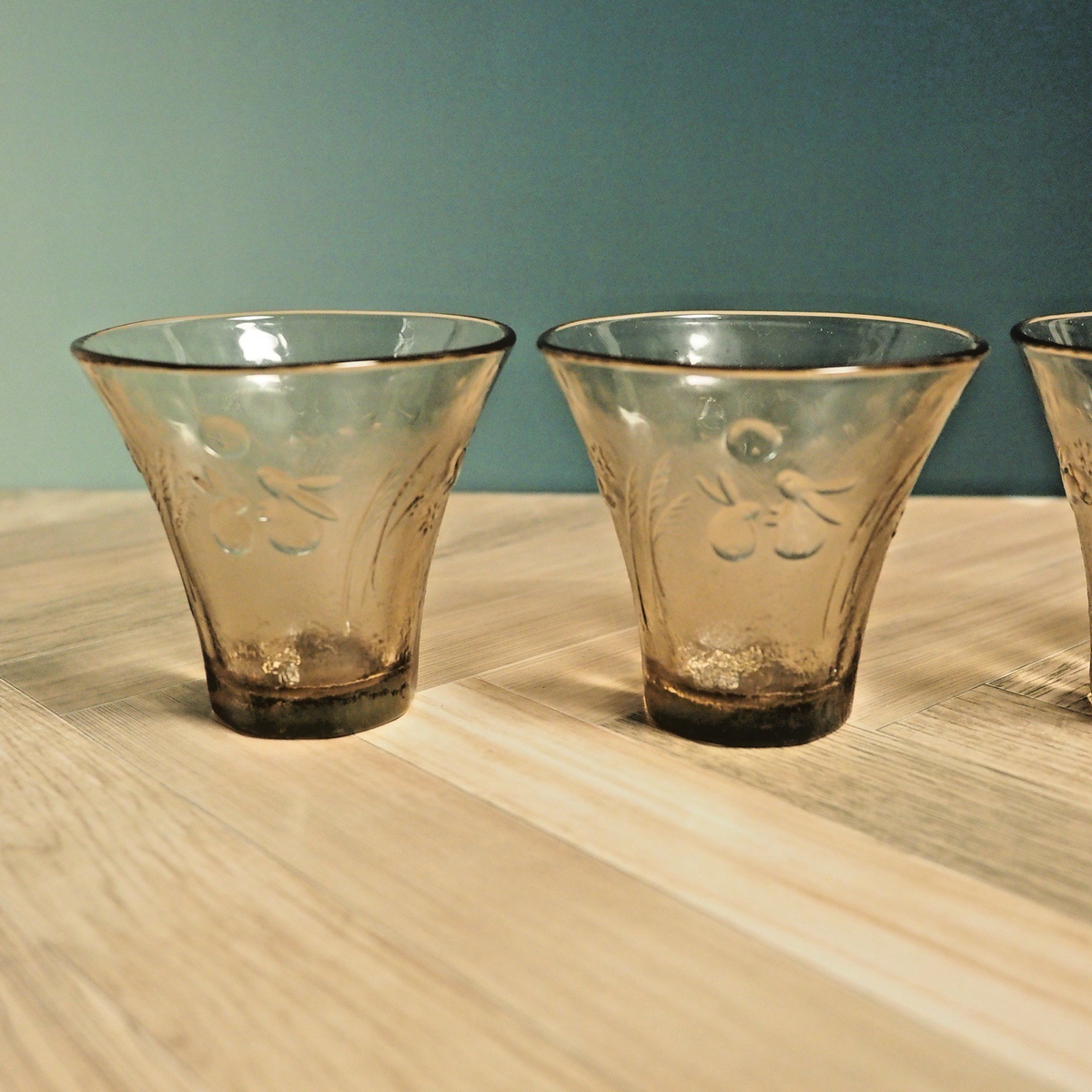 Vintage Glass Set of 4 1980s Retro Style Drinking Glasses Kitchen Barware |  eBay