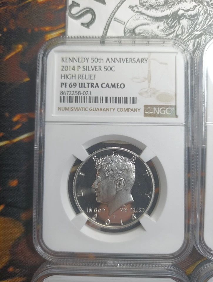 2014 Kennedy Silver 50C 4 Coin Set 50 Anniversary NGC SP69 PF69 RP69 SP69 Enhanc - Image 2 of 4