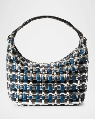 MZ WALLACE MINI METALLIC MIDNIGHT WOVEN HOBO XS NWT (Original $215